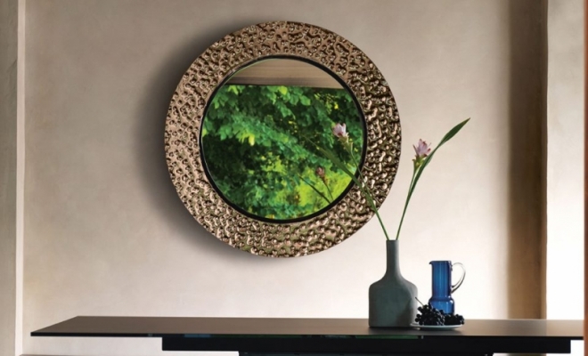 Collection de miroirs en verre en fusion de 8 mm argenté avec décoration artistique en relief